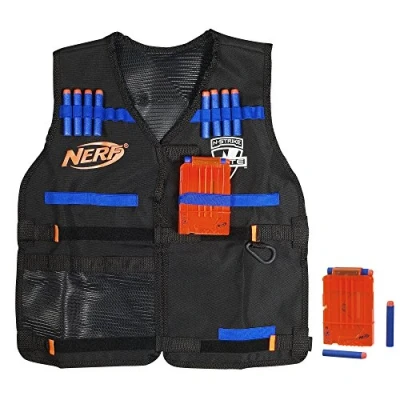 Image of Nerf B0250F01 N strike Elite Series Tactical Vest Toy Blaster, Solid, Black, Teen/Adult