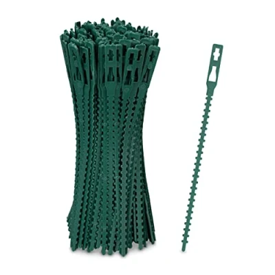 Image of Relaxdays Plant Ties, Set of 200, 14cm, Adjustable Holders, Reusable, Fixing Flowers, for Gardening &amp; Home, Green