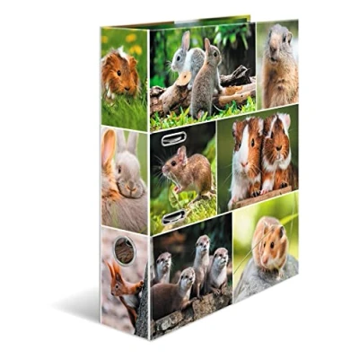 Image of HERMA Lever Arch File Animal Worlds with Rodents Motif, A4, 70 mm Spine, Inner Print, Pack of 10