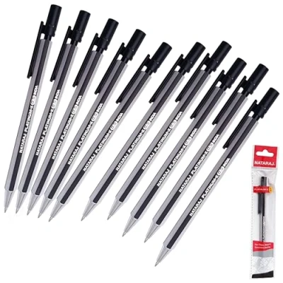 Image of NATARAJ Platinum X Mechanical Pencils, 0.5mm Lead Size, Pack of 10, Rubber Tipped, Propelling Write Draw Sketch Draft, Perfect for School Office Home Use