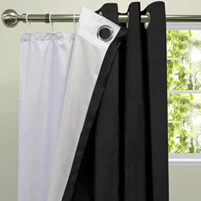 Image of Nopton Textile Blackout Lining for Eyelet Curtains 3 Pass Thermal Insulated Includes Curtain Hooks (46&quot; x 72&quot; (Inc 16 Hooks))