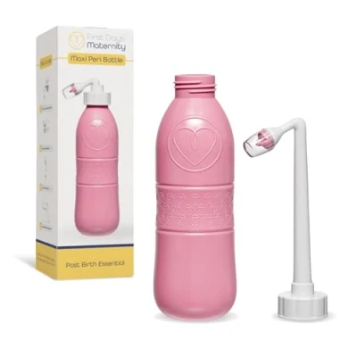 Image of First Days Maternity Maxi Peri Bottle 650ml Portable Bidet for Postpartum Care, Pain Relief Perfectly Angled Head Perefect After Birth Essentials Mum (Pink)