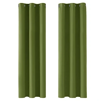 Image of Deconovo Super Soft Window Treatments Thermal Insulated Blackout Curtains Eyelet for Nursery Green 42 x 72 Inch 2 Panels