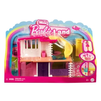 Image of Barbie Mini BarbieLand Doll House Sets, Dreamhouse with Surprise 1.5 inch Doll, Furniture &amp; Accessories, Plus Elevator Pool, 4Y+, HYF47