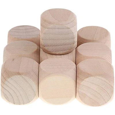 Image of POFET 10pcs Wood Blank Dice D6 3cm Game For DIY Decorating And Craft Projects,Wooden Plain Dices Cube Cubes Unpainted