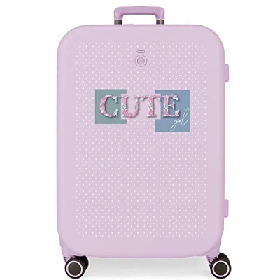 Image of Enso Cute Girl Medium suitcase Purple 48x70x28 cm Rigid ABS Integrated TSA lock 79L 4.32 kg 4 Double wheels