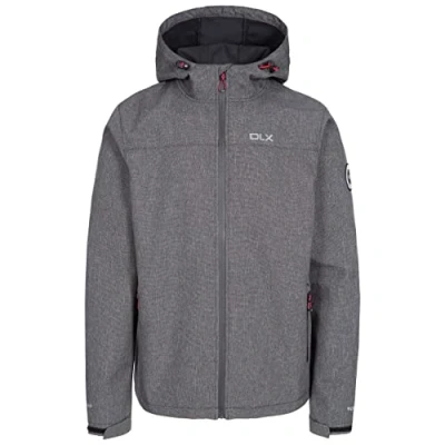 Image of DLX Men&#039;s Gabe Waterproof Softshell Jacket With Adjustable Grown On Hood, black marl, L UK