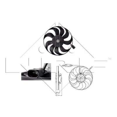 Image of 1K0959455AP, 1K0959455C Cooling fan NRF 47381 295mm 12V 220W without radiator shroud VOLKSWAGEN: Golf 5, Touran I, Tiguan AUDI: A3 Sportback