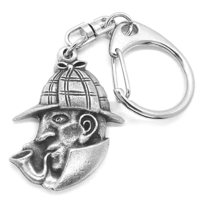 Image of Sherlock Holmes Push Gate Keyring with Lemon Burlap Pouch