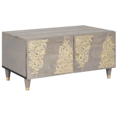 Image of vidaXL Coffee Table Grey 80 x 50 40 cm Solid mango wood