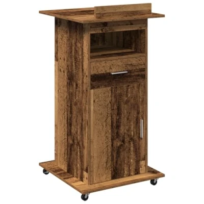 Image of vidaXL Rustic Style Work Table with Wheels Solid Reclaimed Wood Portable Desk Ample Storage Ideal for Office and Crafting Textured Finish Indoor Use Only Workstation Home Furniture Multipurpose