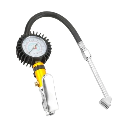 Image of YKUKIZEE Tire Pressure Gauge 220 psi, 1/4 Inch Dual Head Air Heavy Duty, Inflator Tyre Self Clamping for Car Van Truck Chuck Motorbike