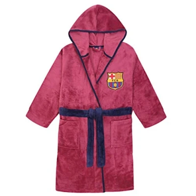 Image of FC Barcelona Official Football Boys Fleece Dressing Gown Red 7 8 Years