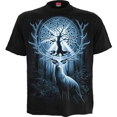 Image of Spiral Tree of Life Front Print T Shirt Black L