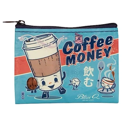 Image of Blue Q Coin Purse, Made from 95% Recycled Material, Coffee Money, Money