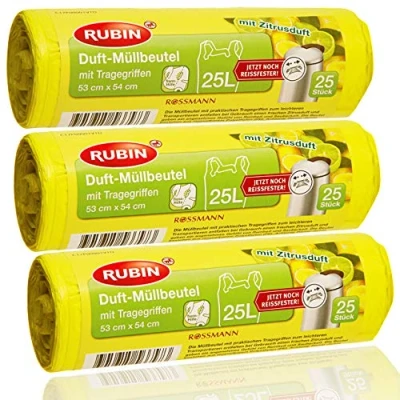 Image of Scented bin Liners 20 Litres (Pack of 120) with Carry Handles and Strap Subtle Fragrance (3 Packs 40) Ideal for Home, Office or Bathroom