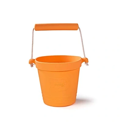 Image of Bigjigs Toys Adventure Collapsible Bucket (Apricot Orange) Silicone for Sandpit, Holiday Toddlers, Quality Sand and Water