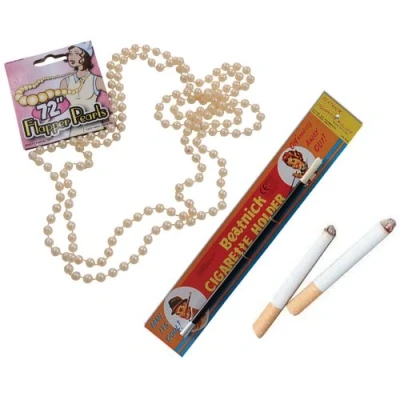 Image of 2 Fake Cigarettes and Long Cigarette Holder 1920s Flapper Fancy Dress Kit