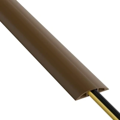 Image of D Line CC 3/4.5M Cable Protector, Floor Cord Channel, Wire Cover, Protect Cables &amp; Prevent Trip Hazards 4.5 Meter Length, Cavity 17mm (W) x 9mm (H) Brown