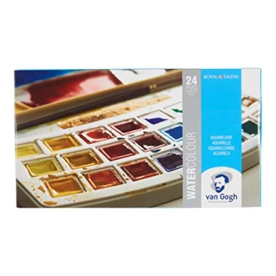Image of Royal Talens Van Gogh Water Colour Plastic Painting Box of 24 Paints with Brush