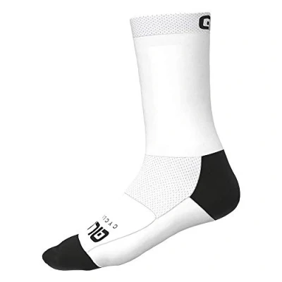 Image of Alé Cycling Unisex Team Q Skin 18cm Socks, White, Large (EU 44 47)
