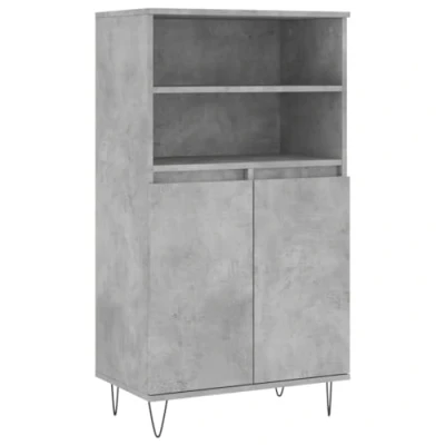 Image of vidaXL Highboard Engineered Wood in Concrete Grey Modern Side Cabinet With Multiple Compartments And Sturdy Top for Decor Display