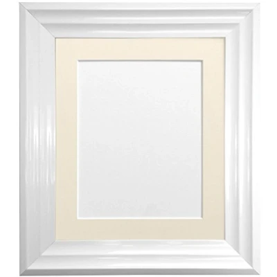 Image of FRAMES BY POST Firenza White Picture Photo Frame with Ivory Mount Plastic Glass 14&quot;x11&quot; Pic Size 10&quot;x8&quot;