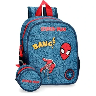 Image of Marvel Spiderman Denim Nursery Backpack Blue 21 x 25 10 cm Polyester 5.25 L