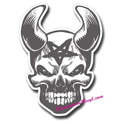 Image of 2 x Glossy Vinyl Stickers Demon Devil Skull Anarchy Laptop Decal #0103 (As Shown.)