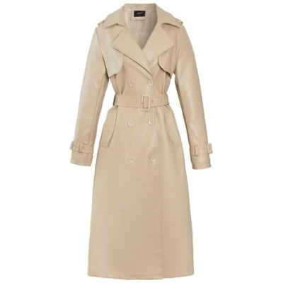 Image of SS7 Womens Faux Leather Maxi Trench Coat PU