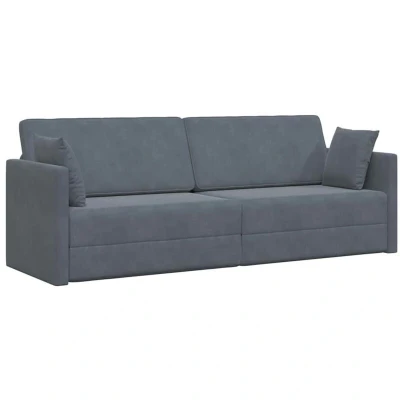 Image of vidaXL Floor Sofa Bed 2 in 1 Dark Grey 213x144x60 cm Velvet