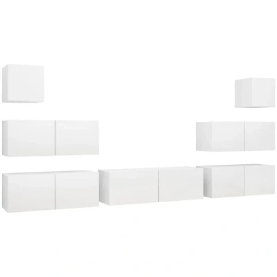 Image of vidaXL 7 Piece TV Cabinet Set White Engineered Wood