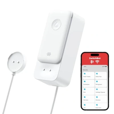 Image of SwitchBot WiFi Water Sensor No Hub Required, Smart Leak Detector 100dB Adjustable Alerts &amp; App Alerts, IP67 Waterproof, Wireless for Home with 1m (3.28ft) Sensing Cable, (Support 2.4G)