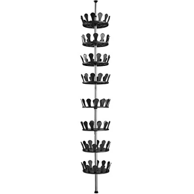 Image of TecTake 8 Tier Shoe Rack, Storage Organiser, Metal, Fits Up To 96 Shoes, Boots, High Heels, Trainers, Extendable Shelf from 100 300 cm, Fully Rotatable for Hallway, Bedroom, Living Room