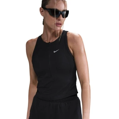 Image of Nike Performance RUN Singlet Top, Women&#039;s, Size: Large, Black/reflective silver