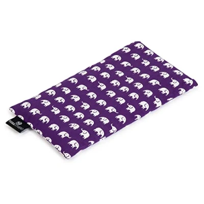 Image of Yoga Studio Organic Eye Pillow 23cm x 13cm Linseed Filled Cotton for Tired Eyes, Relaxation, and Headaches Purple Elephant