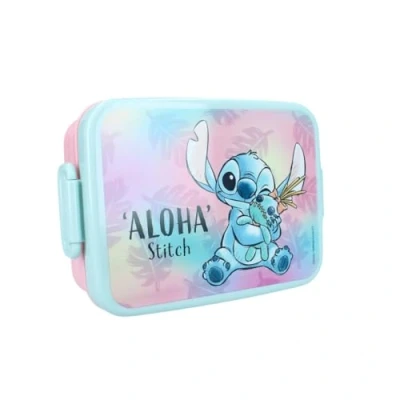Image of My sweety pop Stitch Snack Box Lunch For Children Nursery, Kindergarten, School, Holiday, Meal 16cm Gift Idea (Stitch Blue/Pink)