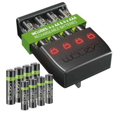 Image of Venom Pro Charge Plug In Wall Battery Charger plus 4 x AA &amp; AAA Rechargeable Batteries