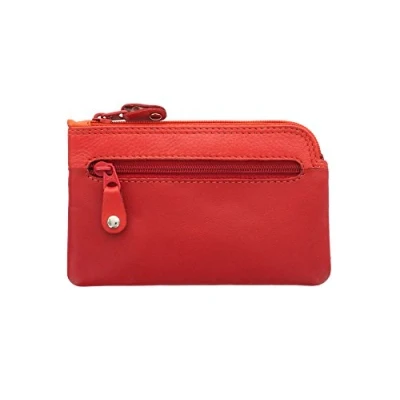 Image of Visconti Rainbow Collection Geno Leather Coin Purse with Keyring RB69 Red Multi