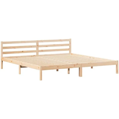 Image of vidaXL Bed Frame with Headboard 200x220 cm Solid Wood Pine
