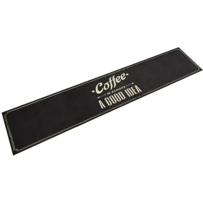 Image of vidaXL Kitchen Rug Washable Coffee Text 60x300 cm Velvet