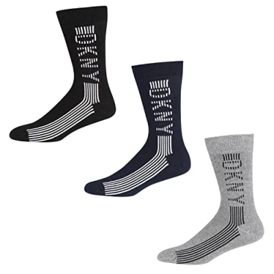 Image of DKNY Men&#039;s, 100% Cotton Smart Designer Ankle Pairs, UK 7 11 Socks, Multi Coloured, One Size (Pack of 3)
