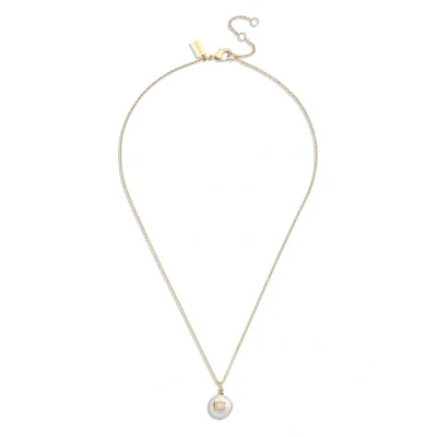 Image of Coach Gold C Pearl Disc Necklace