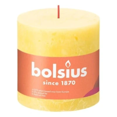 Image of Bolsius Rustic Sunny Yellow Pillar Candle 10 cm Diameter