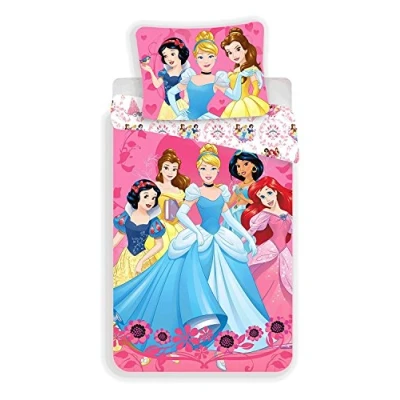 Image of Jerry Fabrics Childrens Bedding Comforter Set for Girls Duvet Cover &amp; Pillow Case, Cotton, Disney Princess 3, 200 x 140 0.5 cm