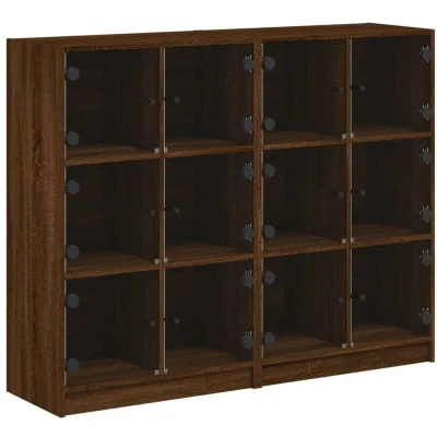 Image of vidaXL Bookcase with Doors Brown Oak 136x37x109 cm Engineered Wood