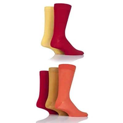 Image of 5 Pair Red Hot Plain Bamboo Socks Men&#039;s 7 11 Mens SOCKSHOP