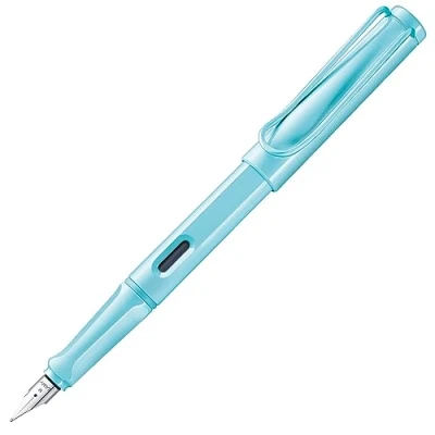 Image of LAMY safari aquasky Fountain Pen with ergonomic grip &amp; polished steel nib in size F ideal for any Writing Calligraphy including T 10 blue cartridge Right Handed