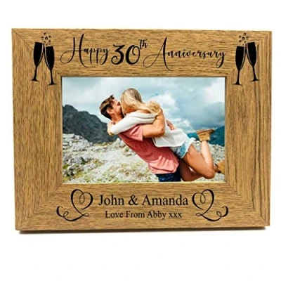 Image of ukgiftstoreonline Personalised 30th Wedding Anniversary Wooden Photo Frame Gift (4 x 6 Inch)