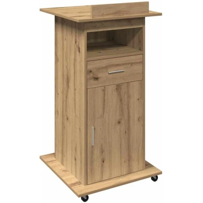 Image of vidaXL Lectern Podium with Wheels Artisan Oak Engineered Wood